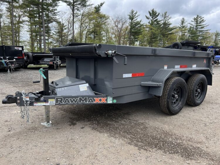 2024 RawMaxx 5X10 7K Powder Coated Dump Trailer w/Tarp Kit - Container Solutions LLC
