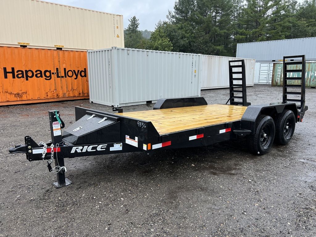 2024 Rice Trailers 7×16 10K Equipment Hauler w/D-Rings, Spare Mount, & Toolbox - Container Solutions LLC