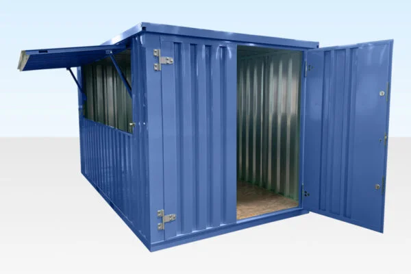 M Flat Pack Kiosk with Side Opening Hatch - Container Solutions LLC